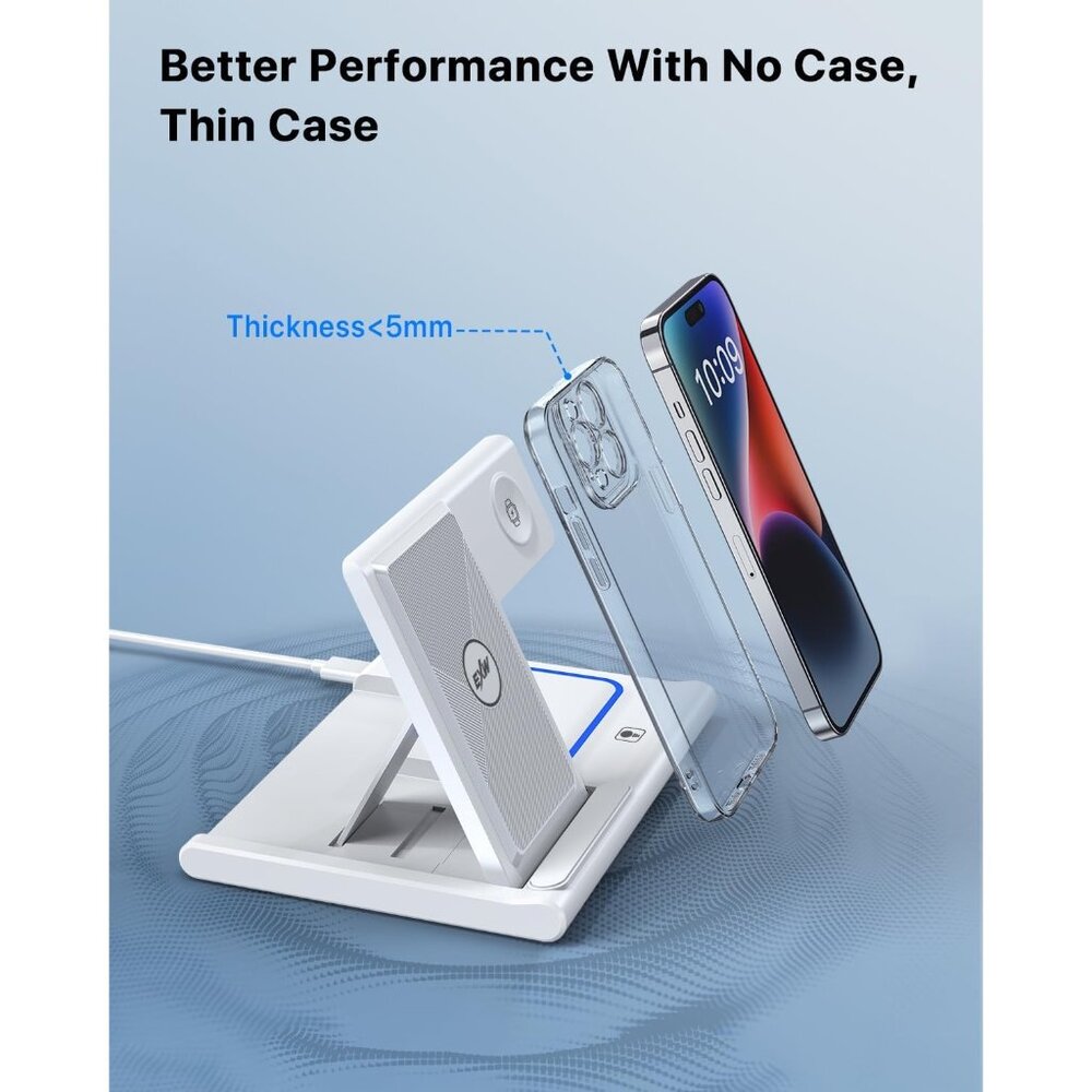 3 in 1 Wireless Charging Station for iPhone 14 13 12 11 Apple Watch 8-2 AirPods - Picture 5 of 7
